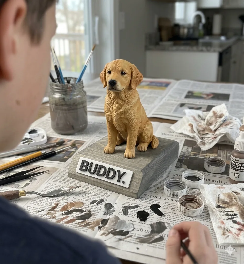 Buddy being painted