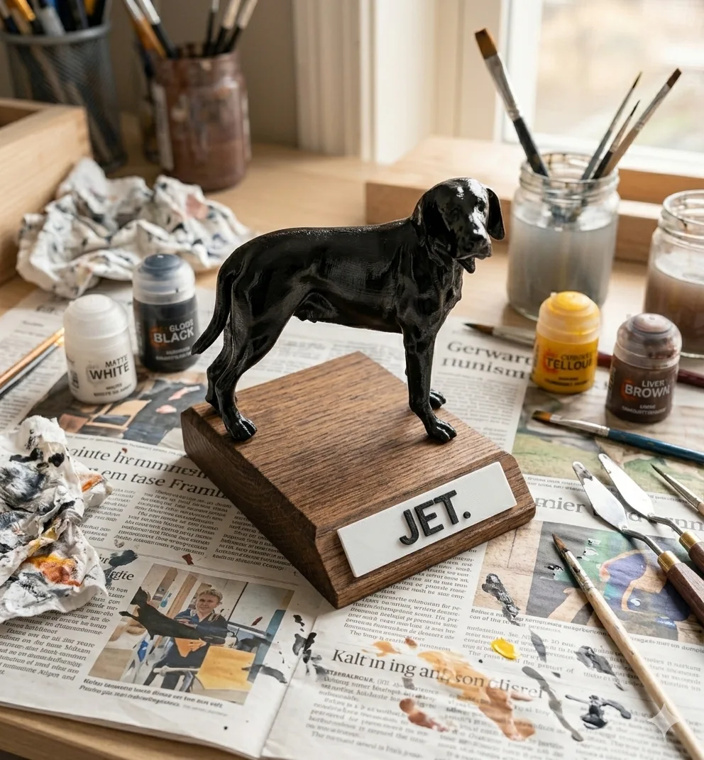 Jet - black labrador figurine