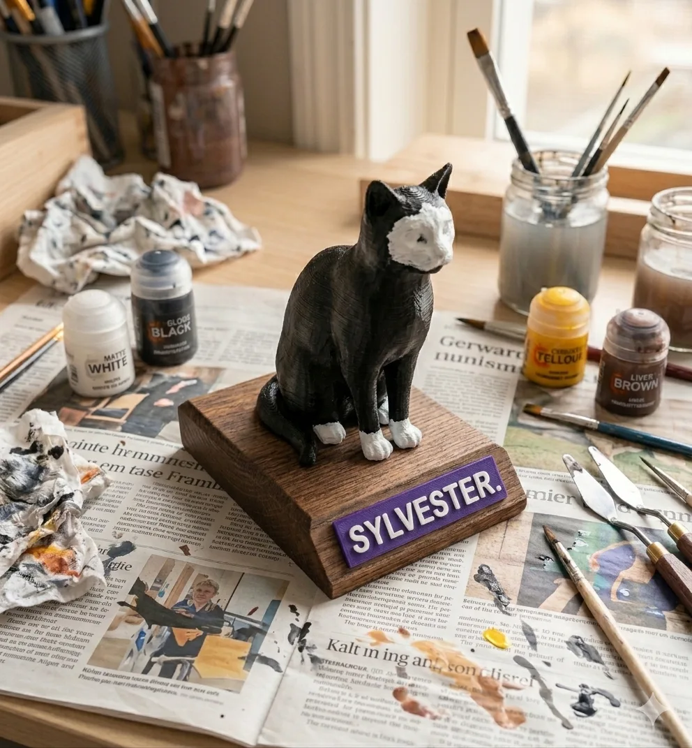 Sylvester - cat on painting desk
